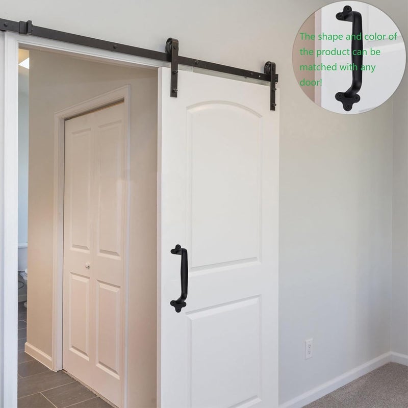 Dakzhou 2 Pcs 7.6" Gate Handle Carbon Steel Casting Sliding Barn Door Handles, Fence Outdoor Barn Door Hardware Iron Hardware Pulls (Vintage Farmhouse Cabinet Pulls,Garage(with Screws) - Image 2